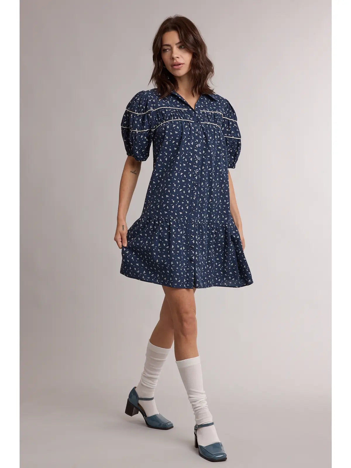Floral Buttoned Mini Dress