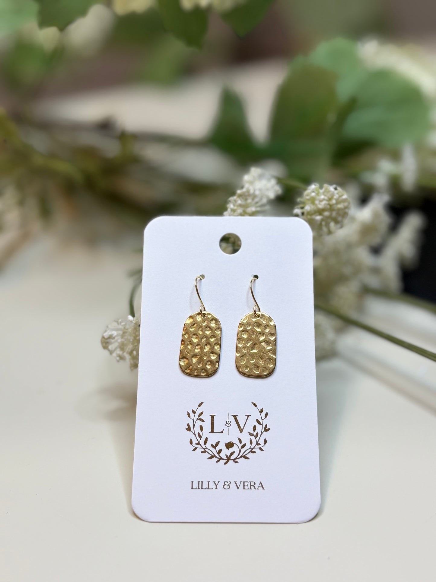 Hammered Disc Dangle Earrings