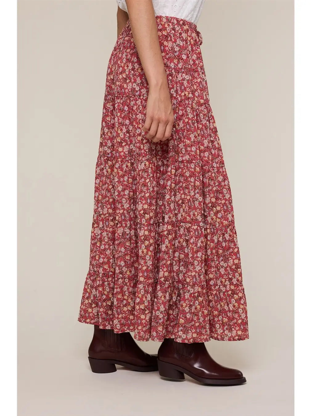 Ditsy Floral Tiered Midi Skirt