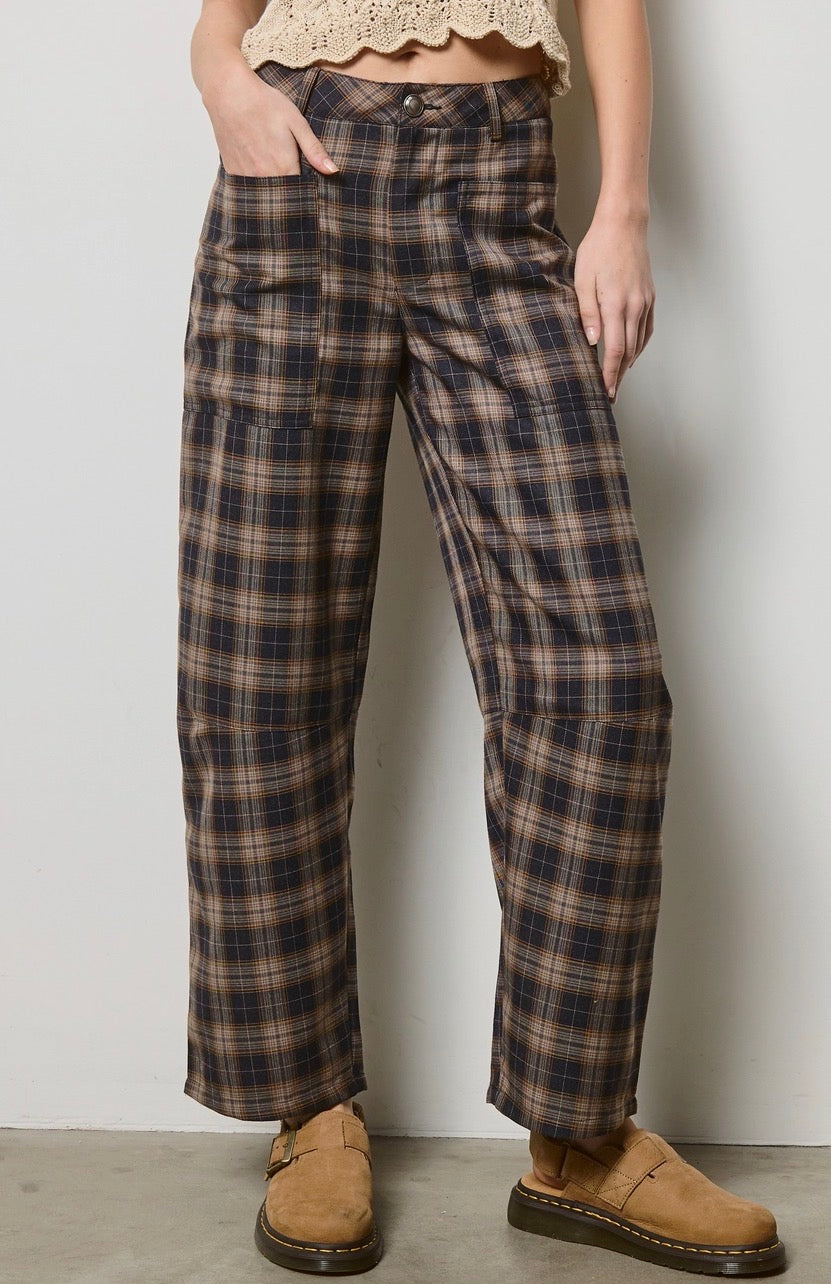 Plaid Straight Leg Trouser Pants