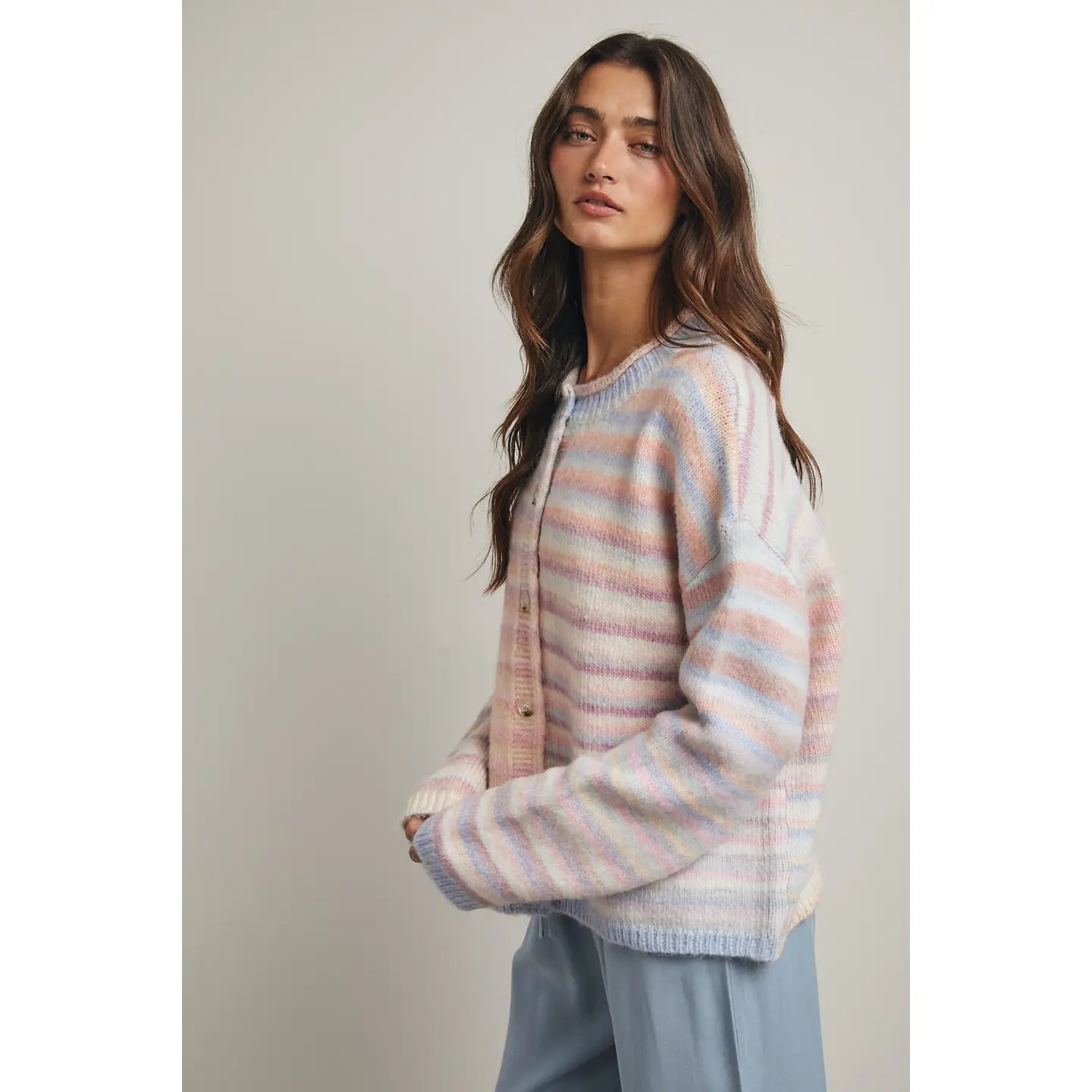 Rainbow Button-Up Cardigan