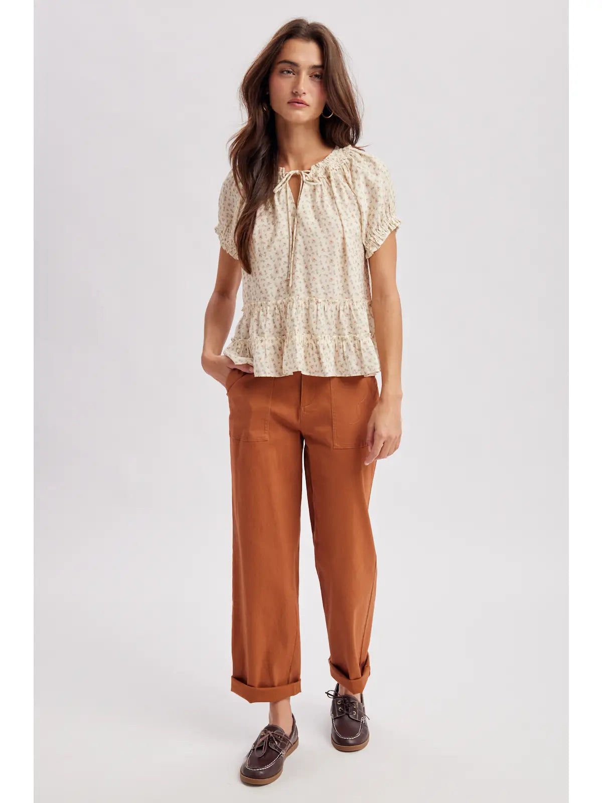 Tie Neck Floral Blouse