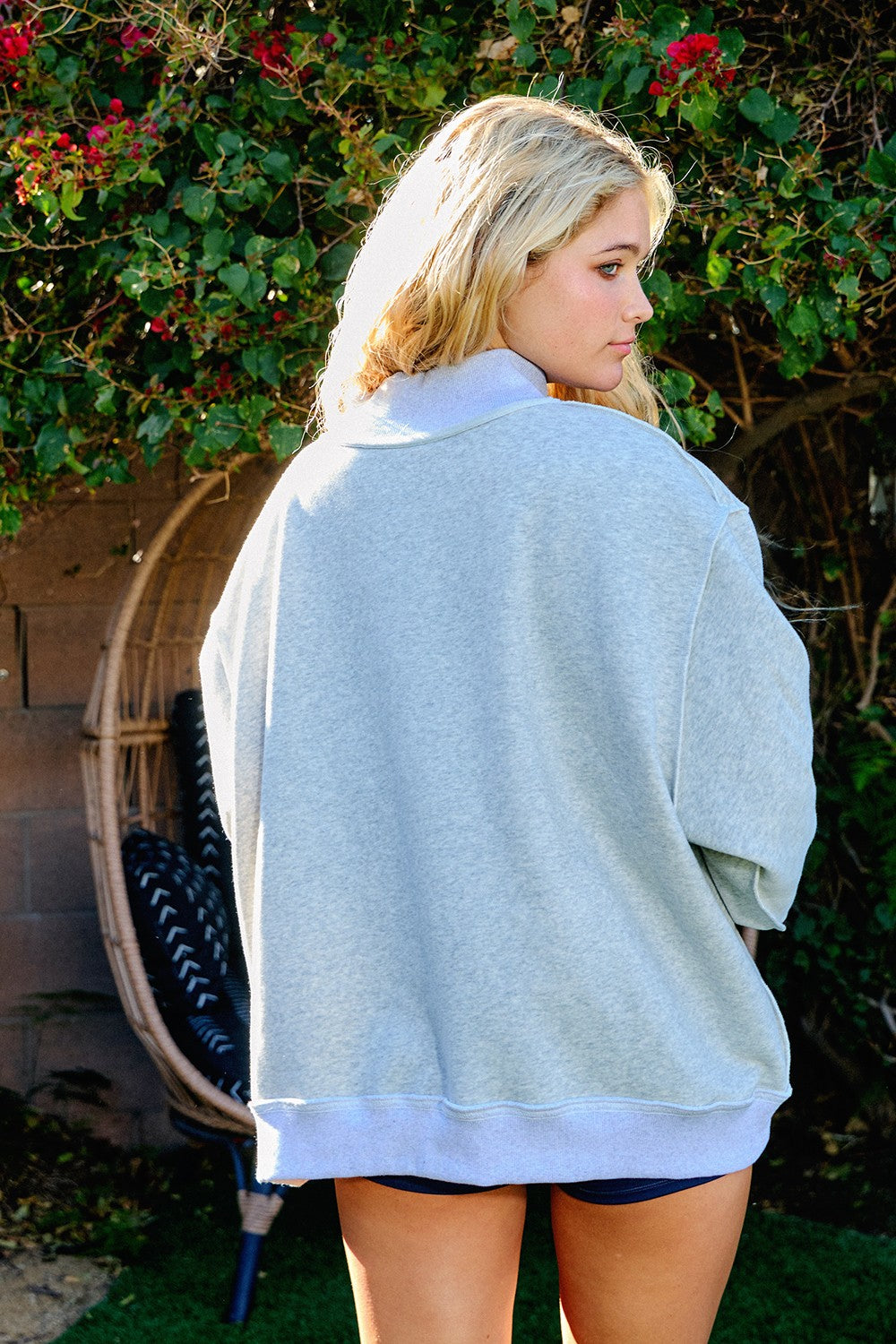 "Pilates Yoga" Reversible Mock neck Sweater
