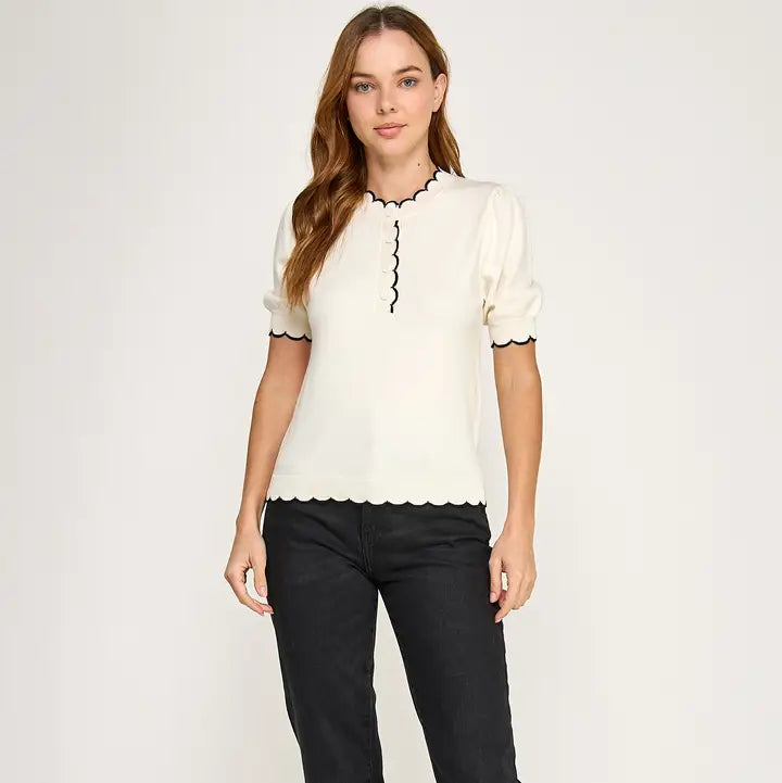 Scallop Trim Tee Shirt