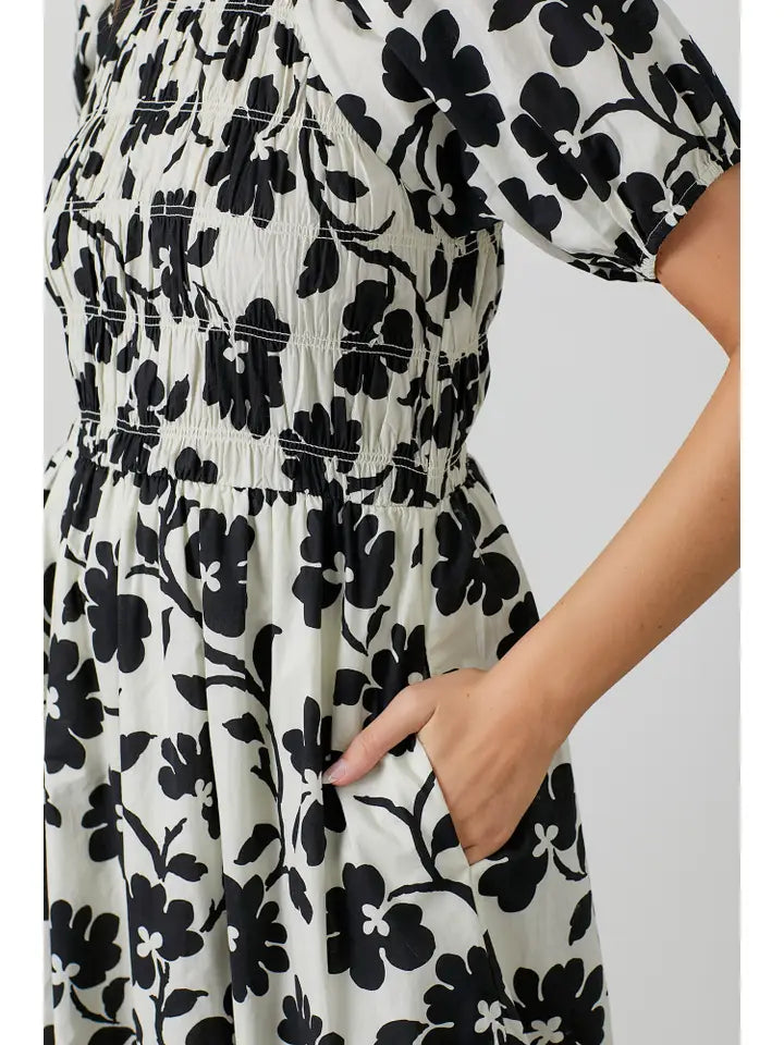Floral Smocked Midi Dress