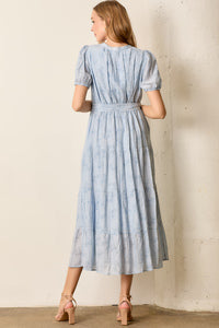 Printed Button Front Tiered Midi Dress