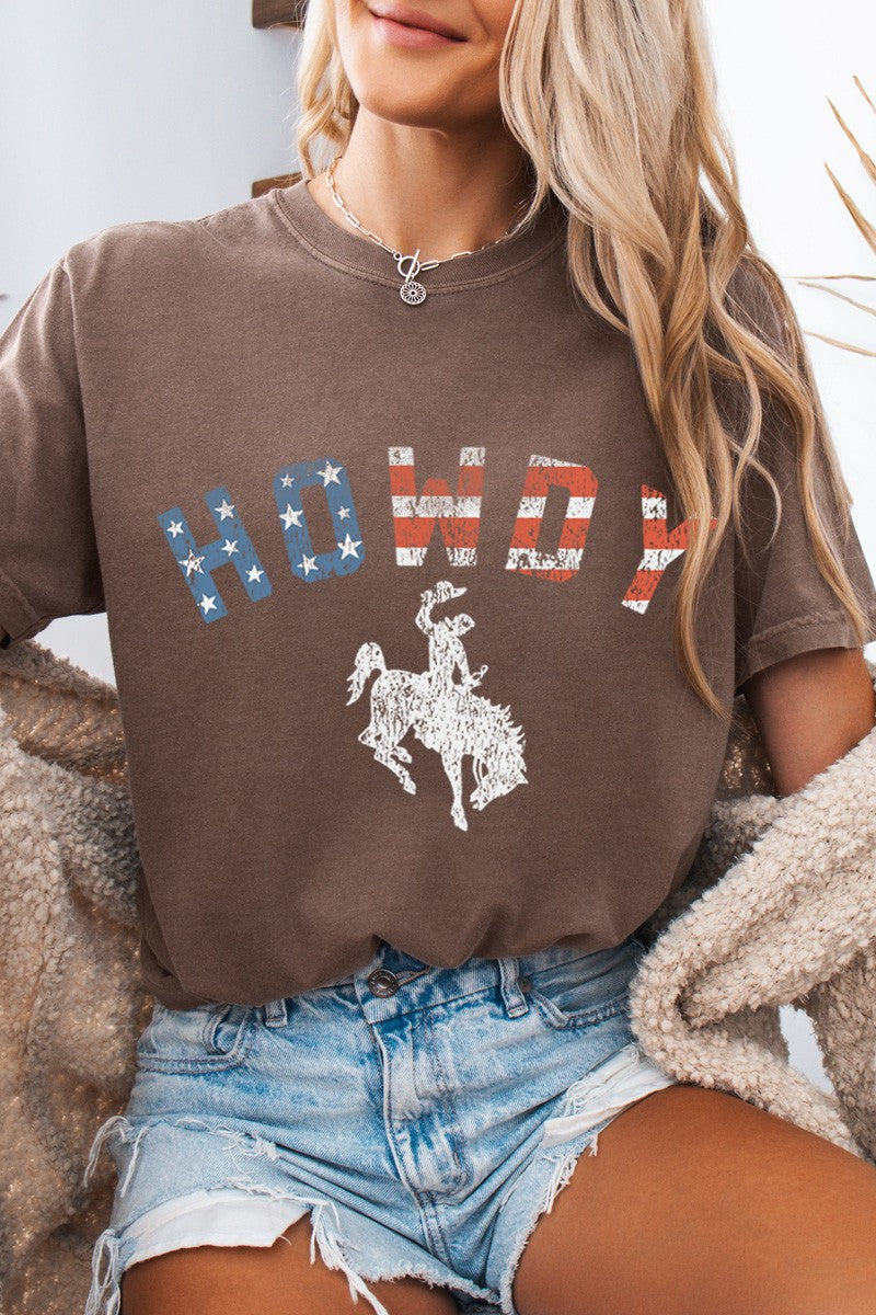 Howdy Cowboy US Flag Graphic Comfort Colors Tee