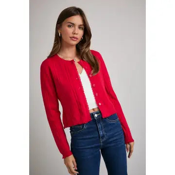 Pointelle Cardigan Sweater