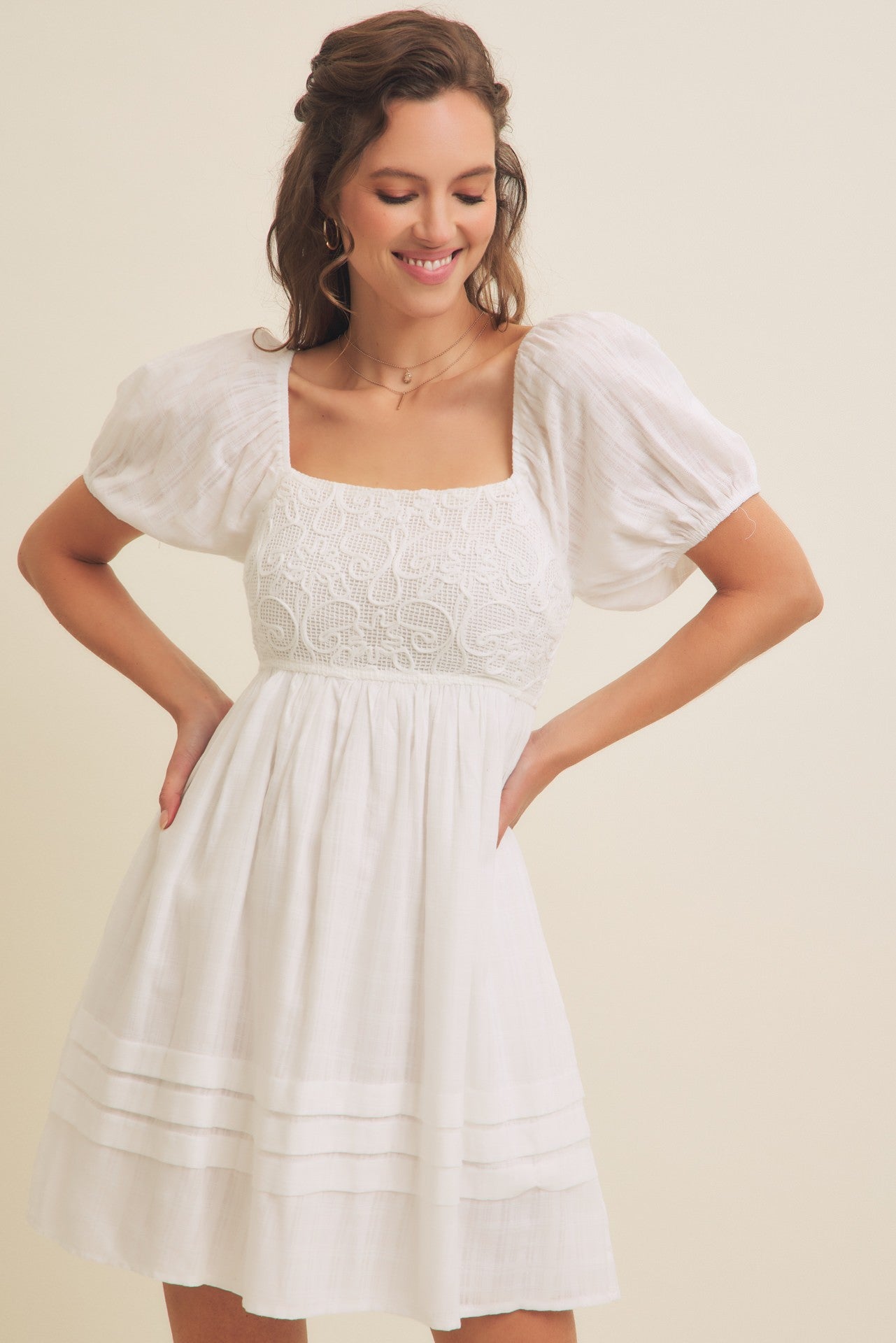 Airy Cotton Gauze Crochet Mini Dress with Smocked Back – Lilly & Vera