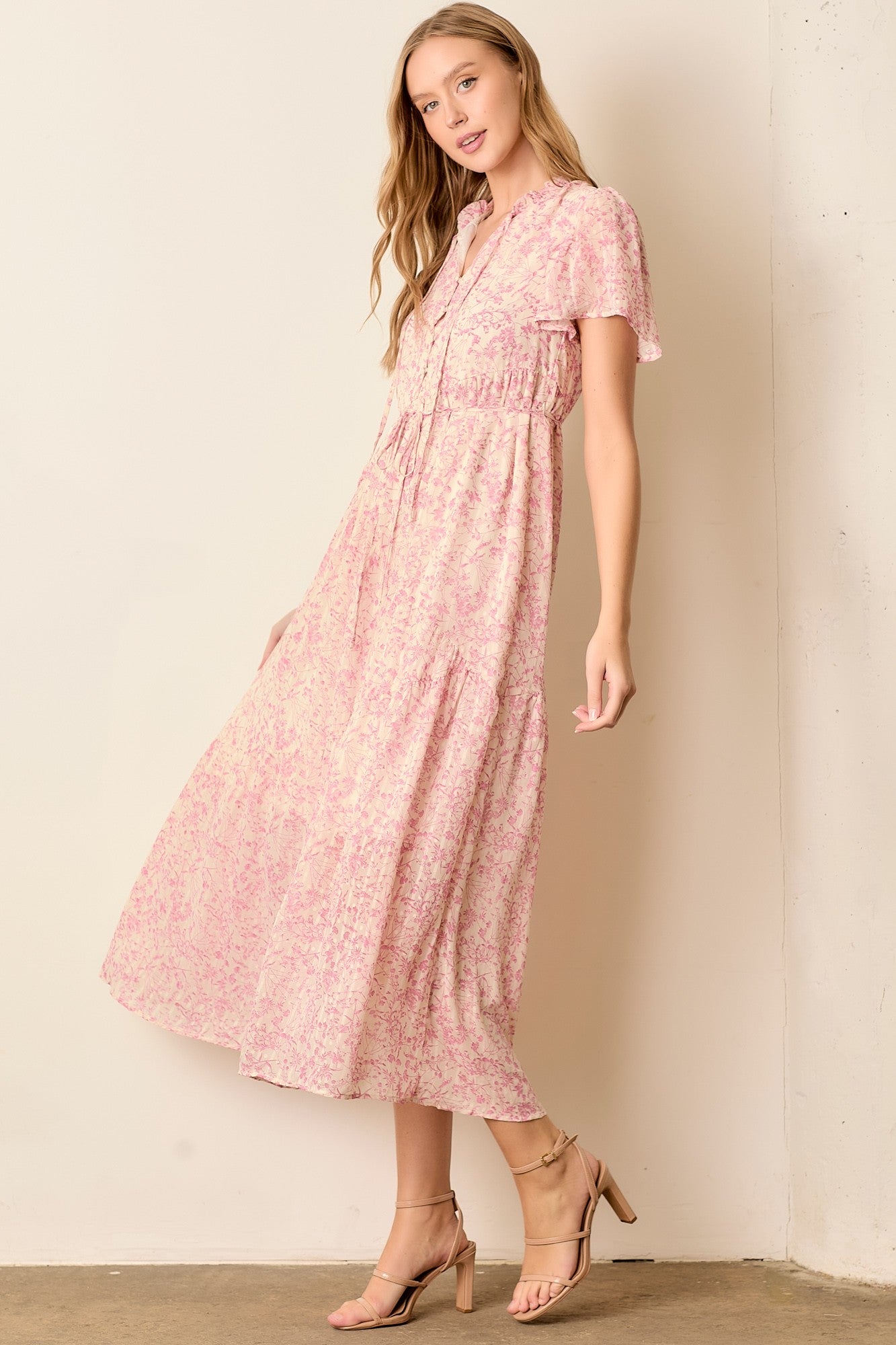 Ditsy Print Tiered Dress