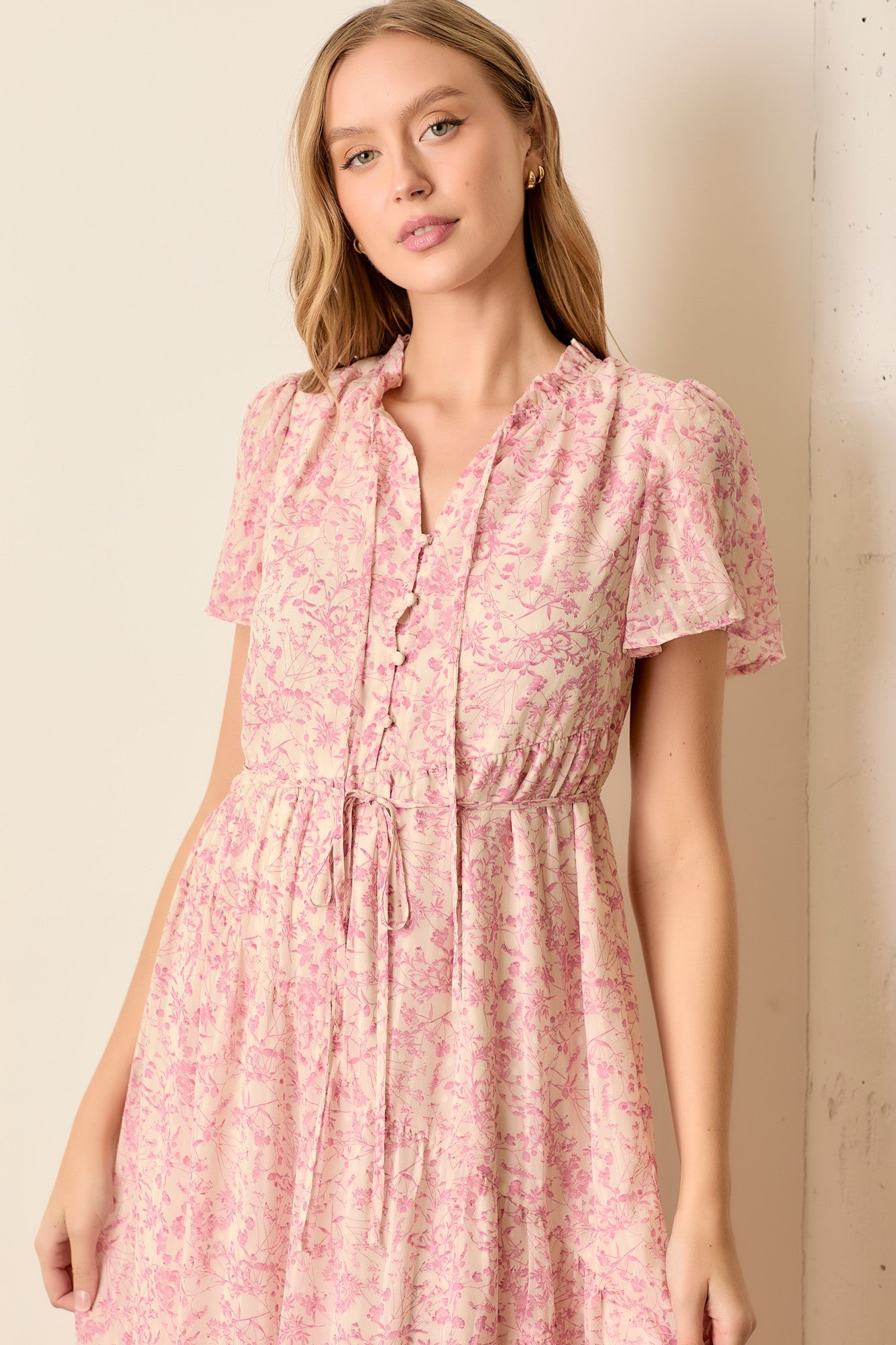 Ditsy Print Tiered Dress