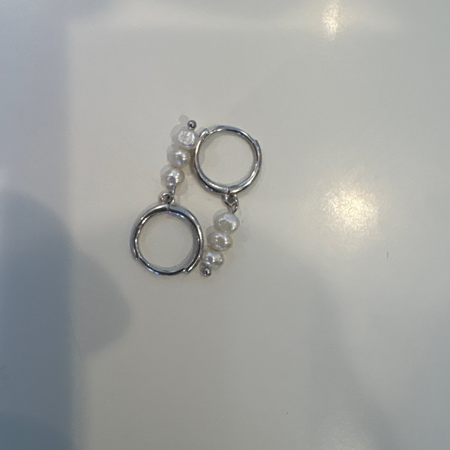 Triple pearl dropped hoops