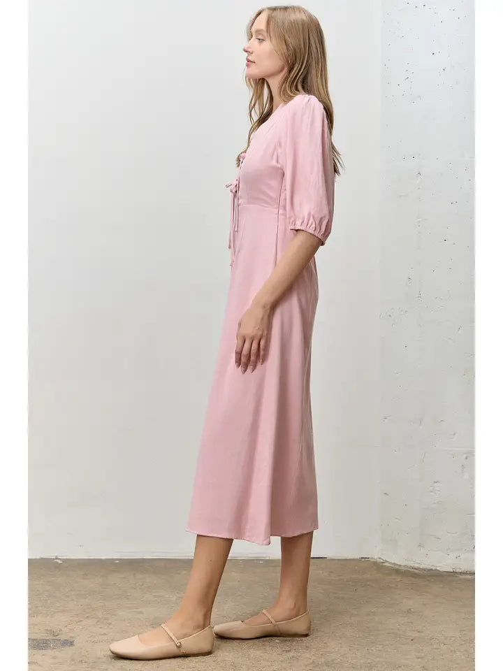 Scallop Front Tie Dress