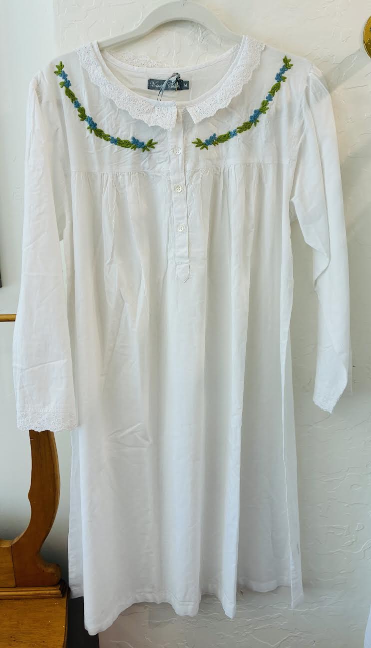 Joanne Long Sleeve Victorian Nightgown