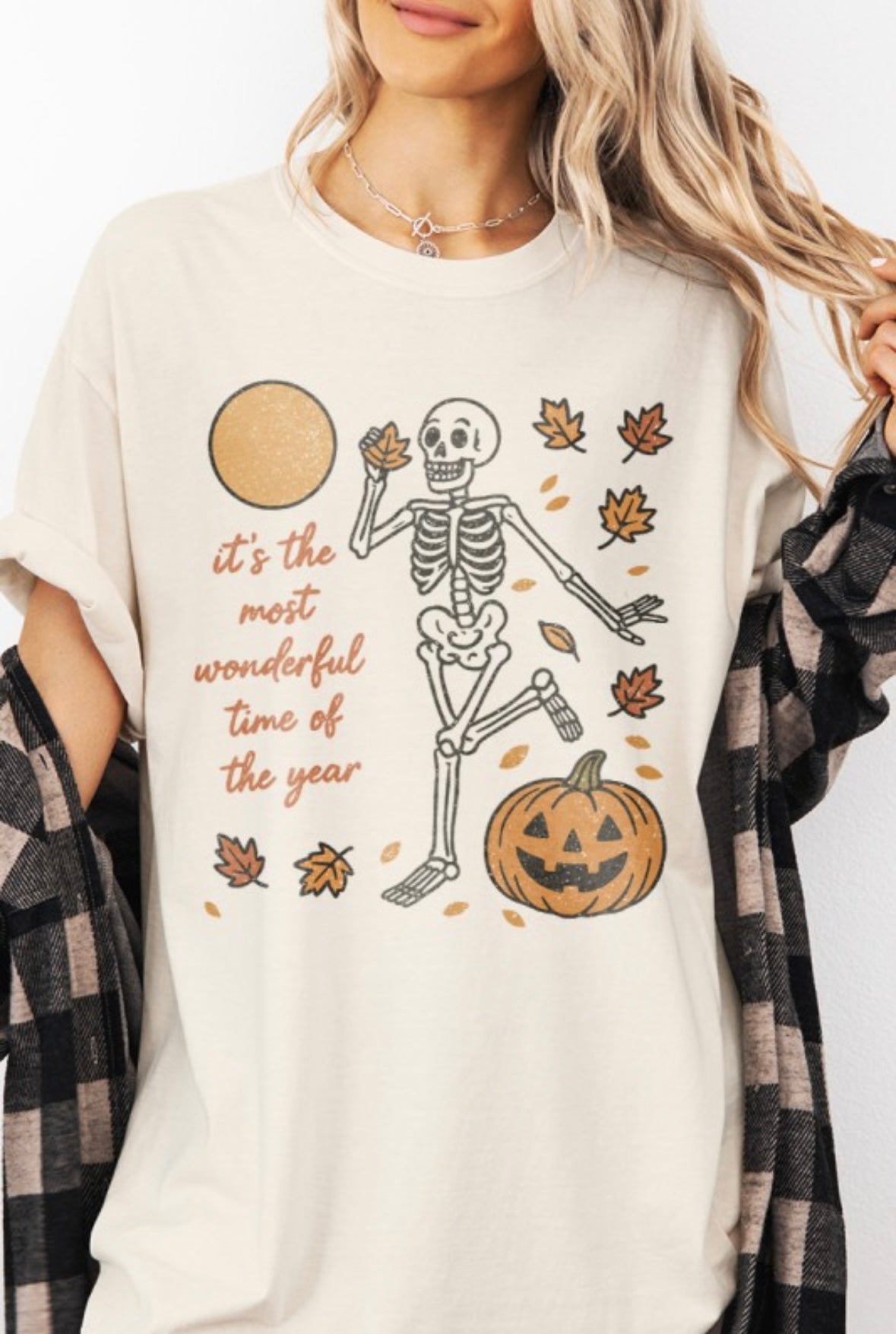 Halloween Skeleton Fall Season Graphic T-shirt