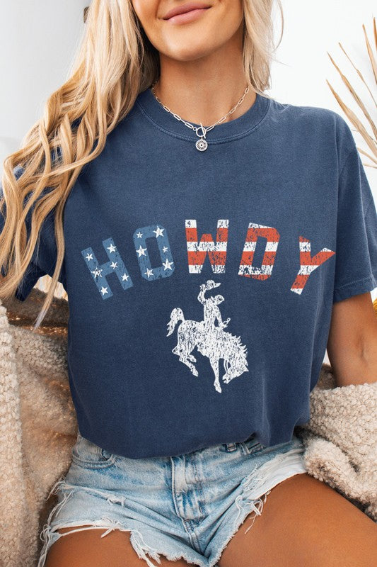 Howdy Cowboy US Flag Graphic Comfort Colors Tee