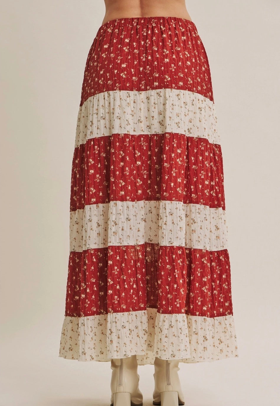 Afternoon In The Hills Flowy Floral Tiered Maxi Skirt
