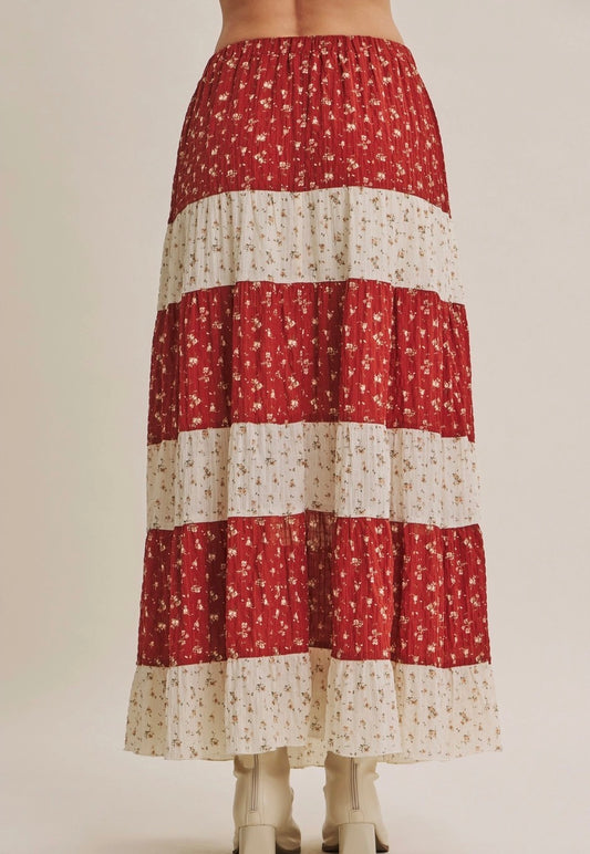 Afternoon In The Hills Flowy Floral Tiered Maxi Skirt