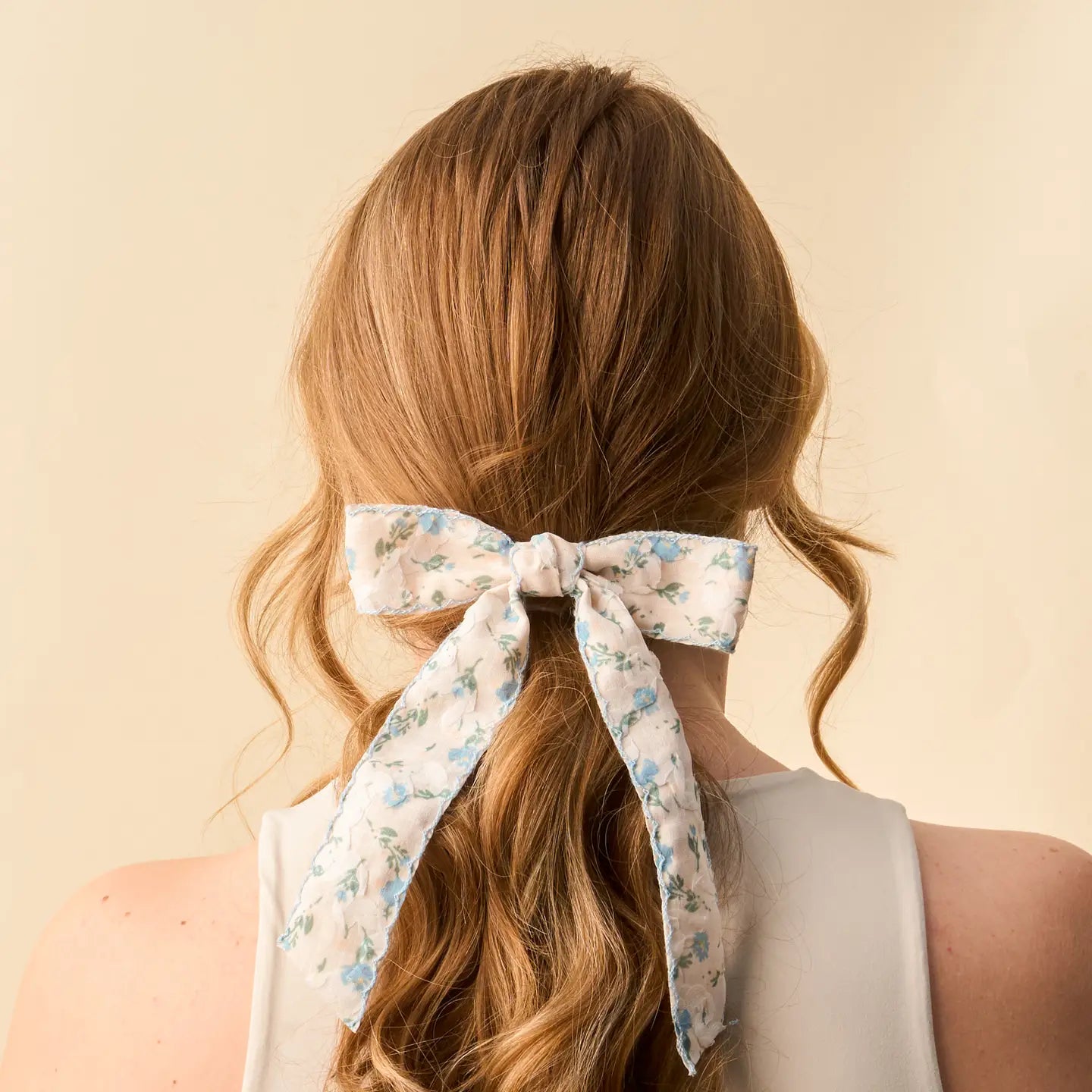 Blue Floral Hair Bow