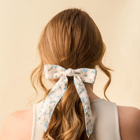 Blue Floral Hair Bow