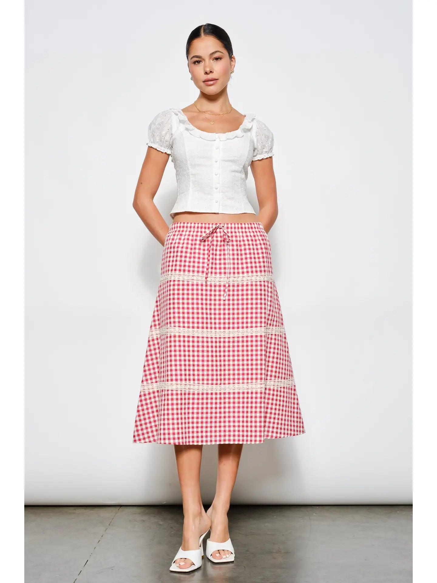 Harvey Gingham Midi Skirt