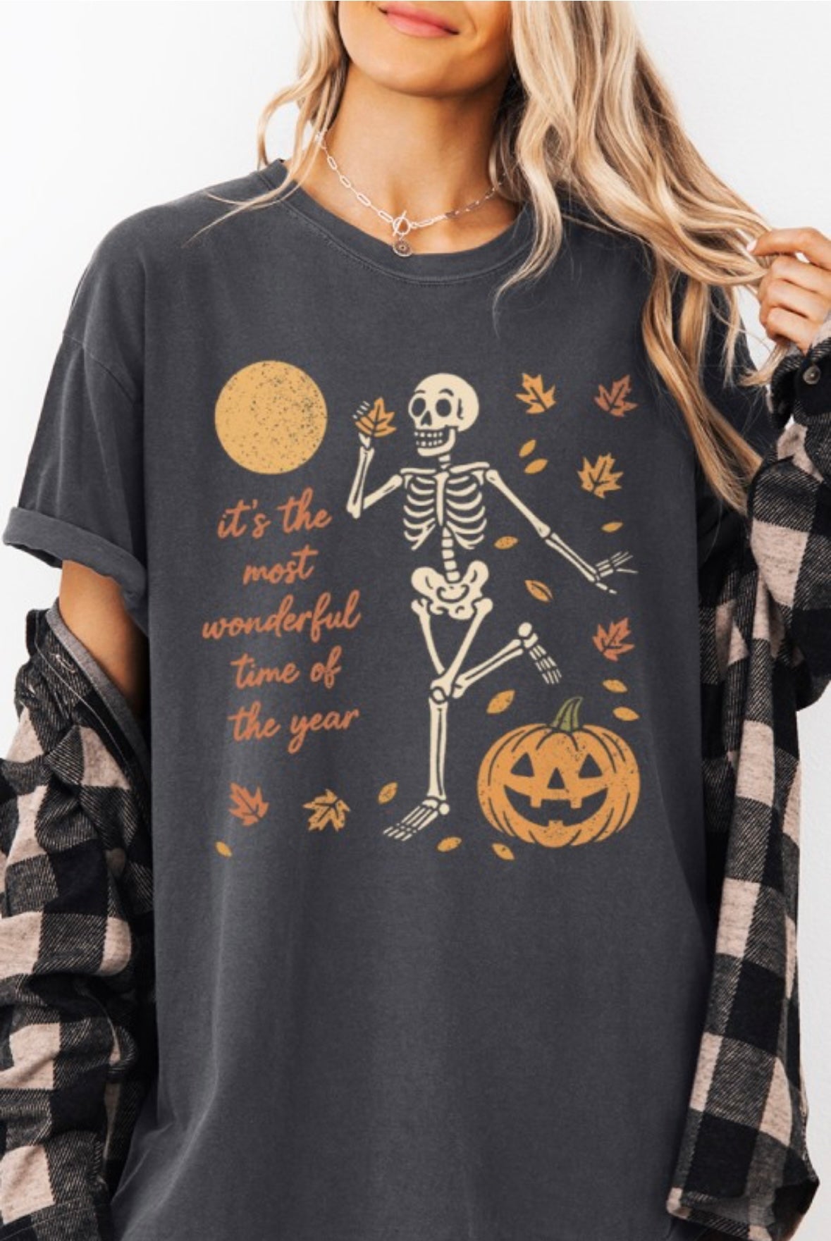 Halloween Skeleton Fall Season Graphic T-shirt