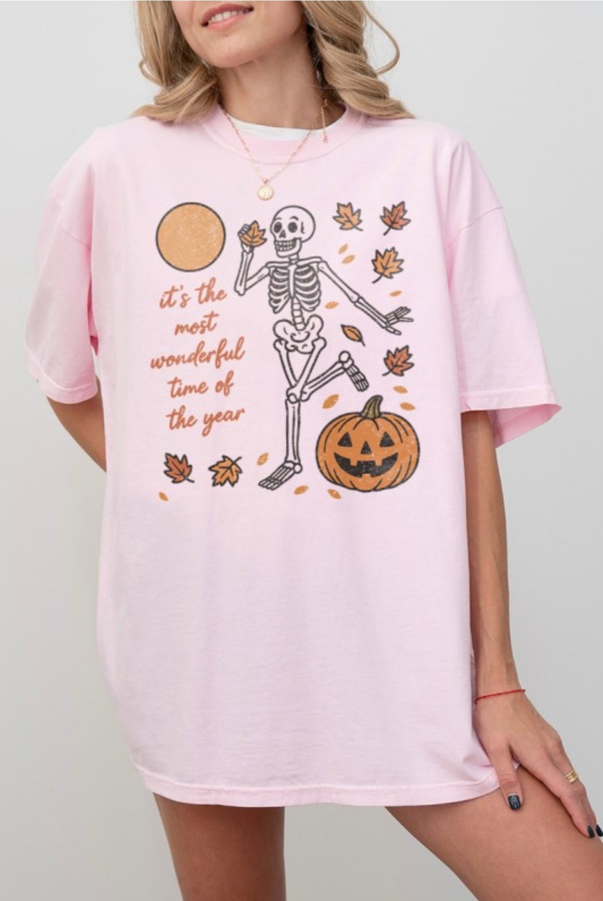 Halloween Skeleton Fall Season Graphic T-shirt