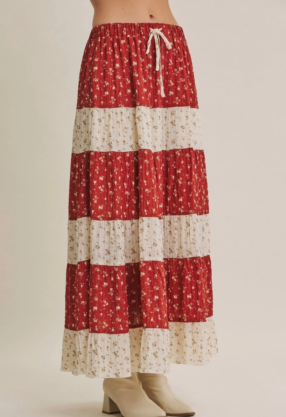 Afternoon In The Hills Flowy Floral Tiered Maxi Skirt