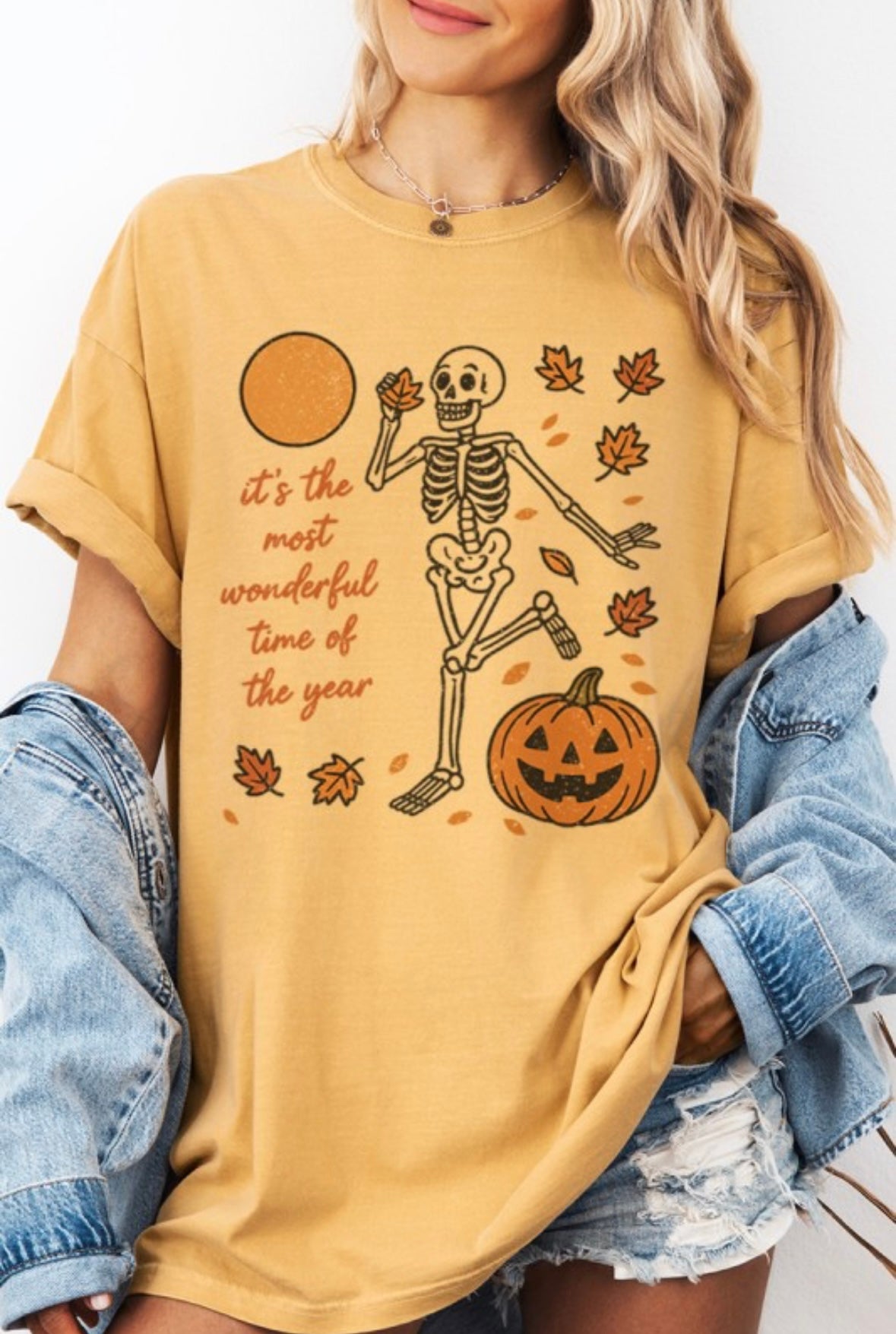 Halloween Skeleton Fall Season Graphic T-shirt