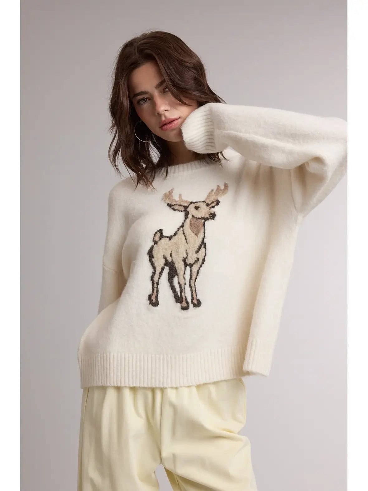 Cream Deer Sweater