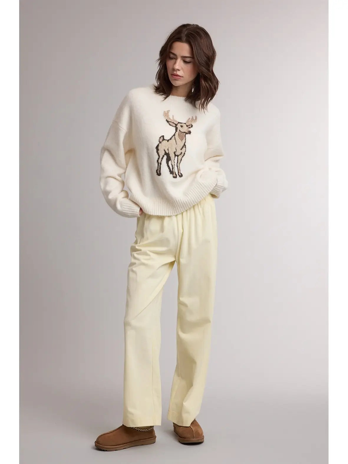Cream Deer Sweater