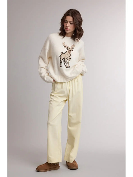 Cream Deer Sweater