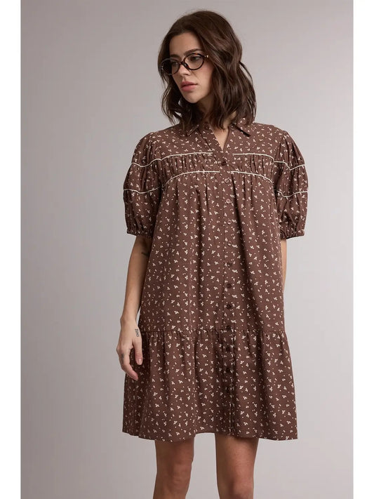 Floral Buttoned Mini Dress