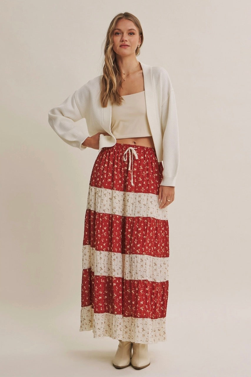 Afternoon In The Hills Flowy Floral Tiered Maxi Skirt
