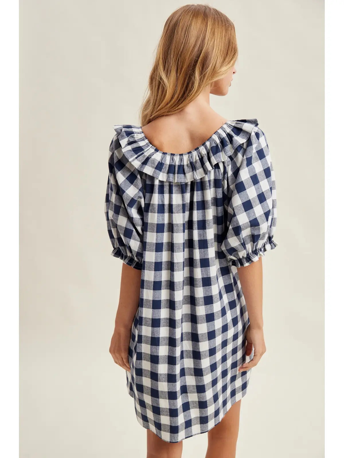 Gingham Ruffle Mini Dress