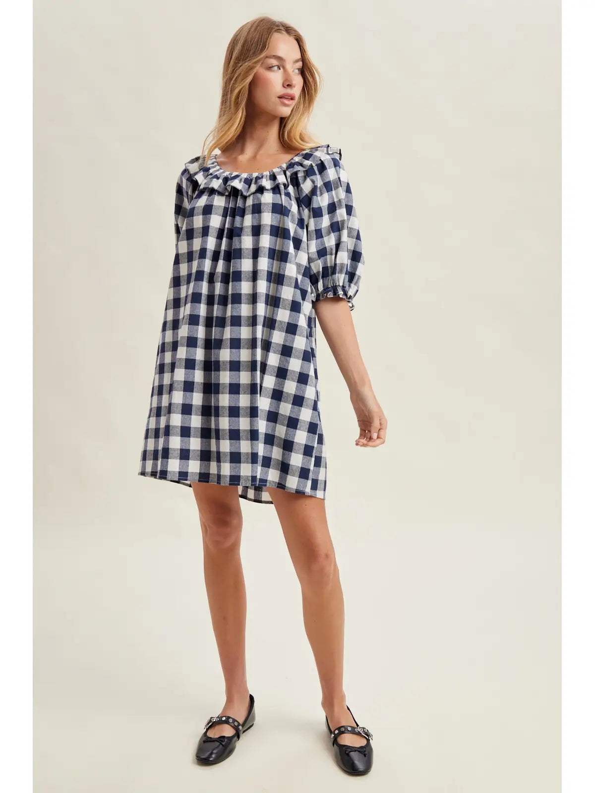 Gingham Ruffle Mini Dress