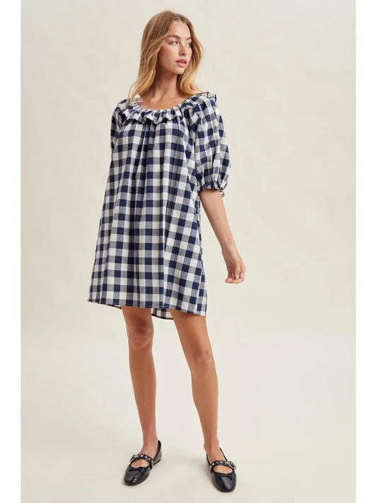 Gingham Ruffle Mini Dress