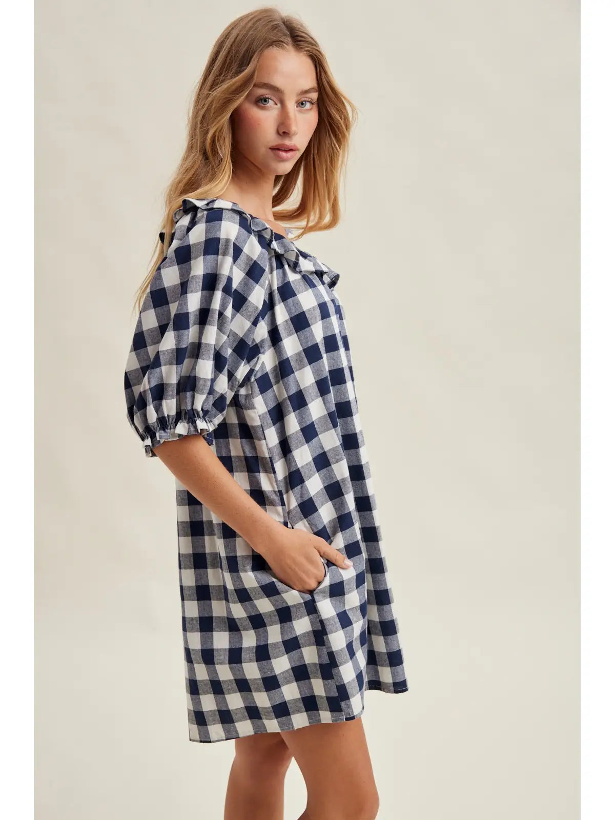 Gingham Ruffle Mini Dress