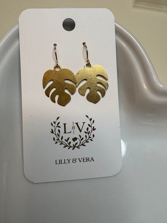 Palm Leaf Dangle Earrings