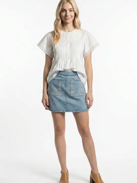 White Flutter Sleeve Kaftan Top