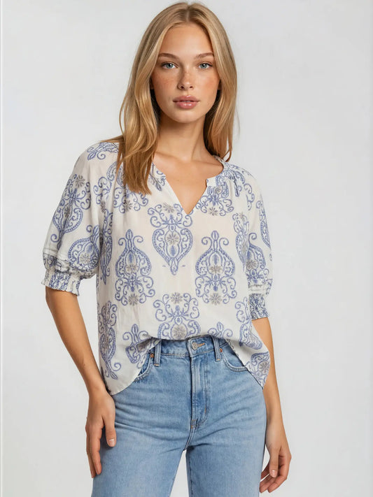 Ellison Short Sleeve Peasant Blouse