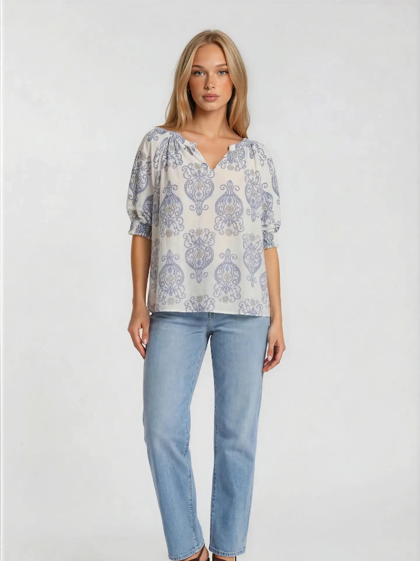Ellison Short Sleeve Peasant Blouse