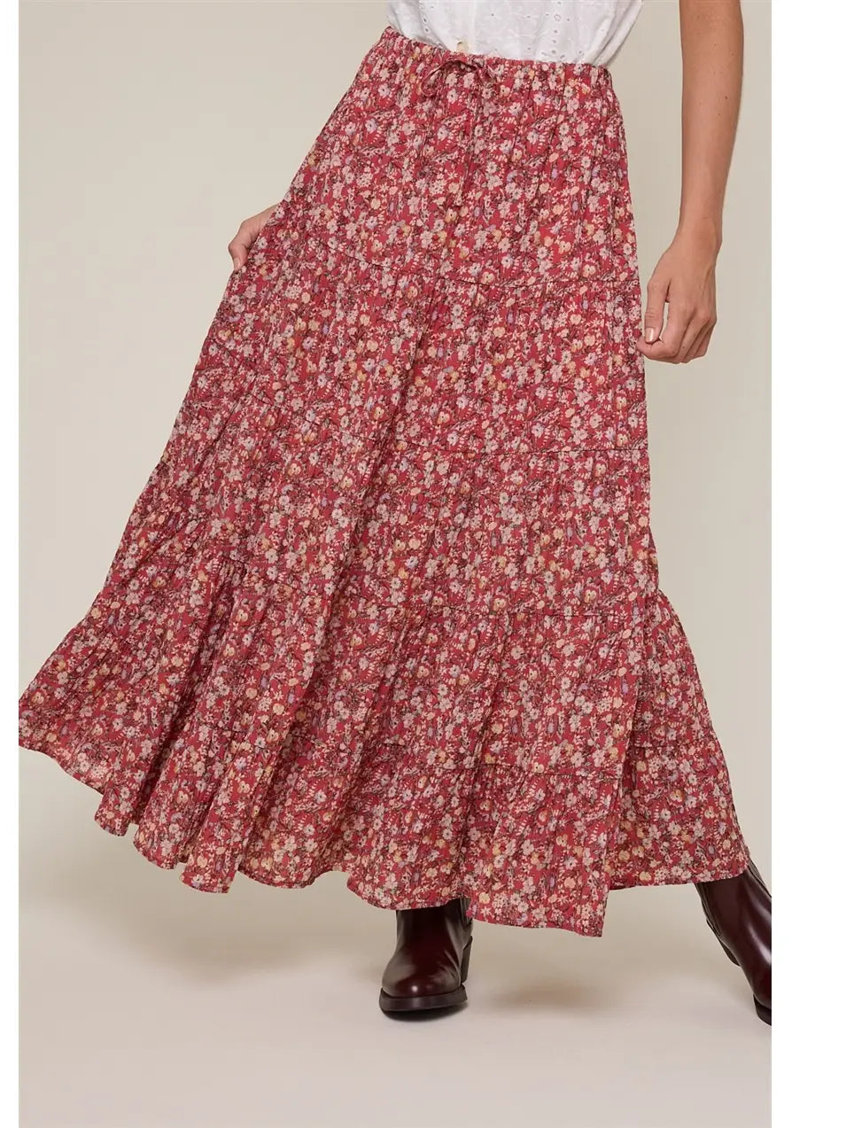 Ditsy Floral Tiered Midi Skirt