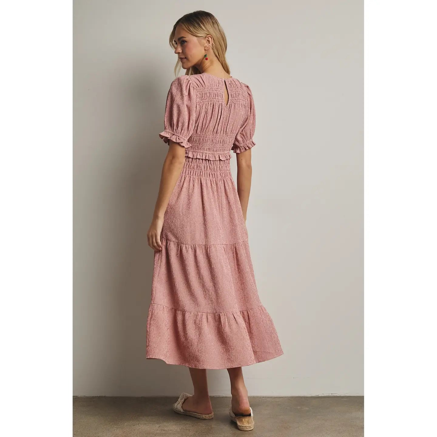 Gingham Smocked Midi Dress