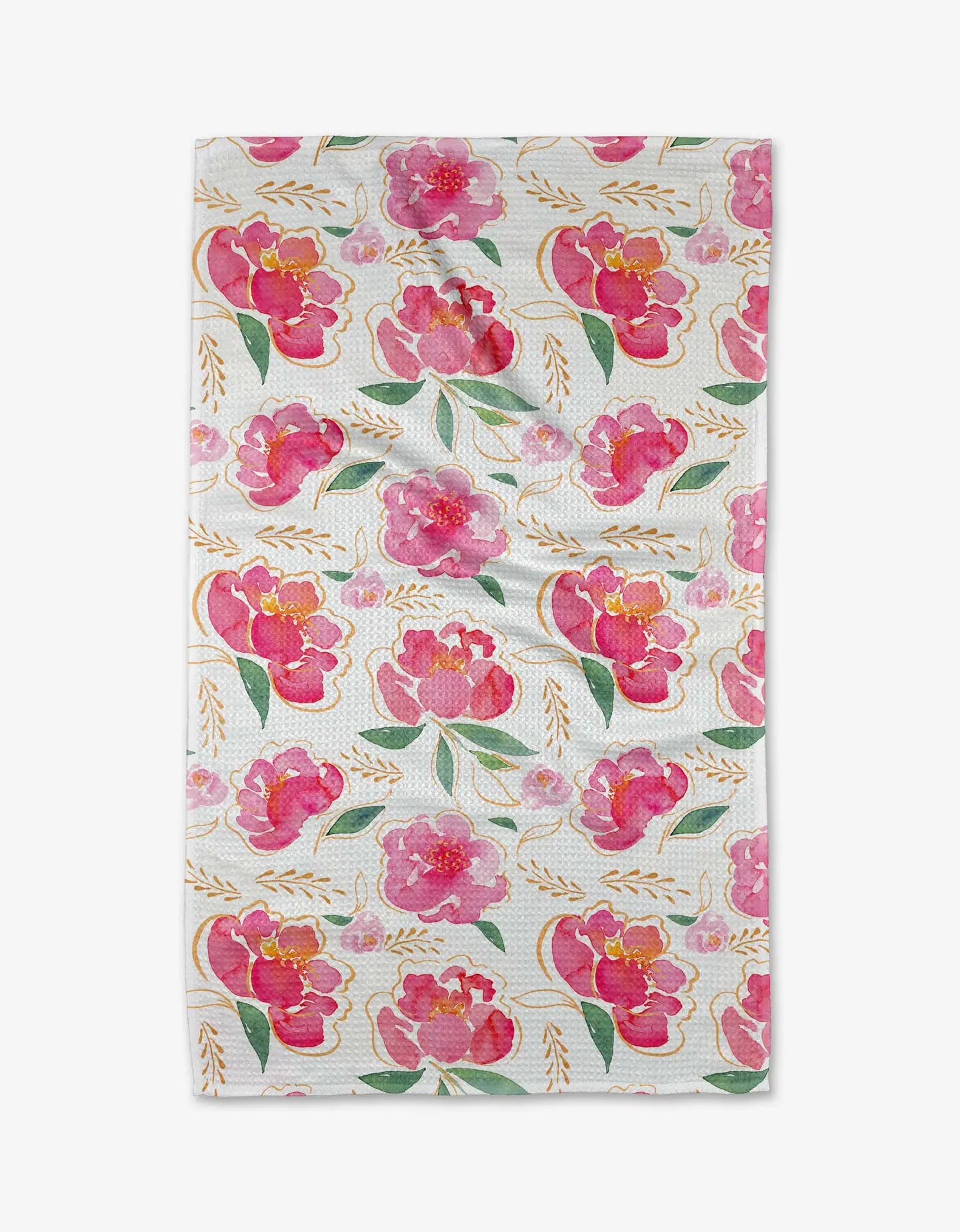 Geometry Pink Peony Kitchen Tea Towel