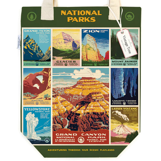 Cavallini & Co. National Parks Posters Vintage Style Canvas Tote Bag