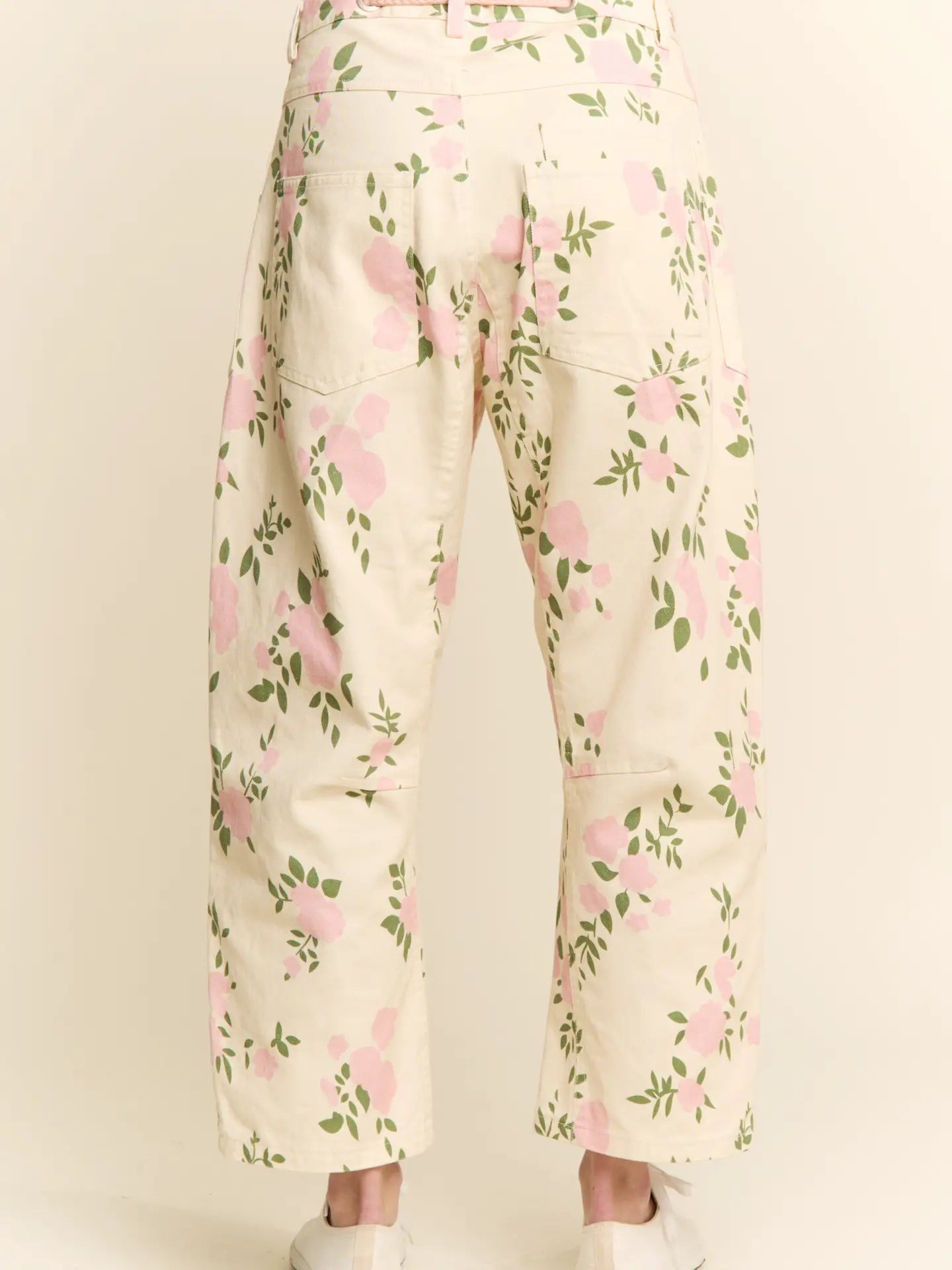 Flower Pattern Denim Fabric Pants