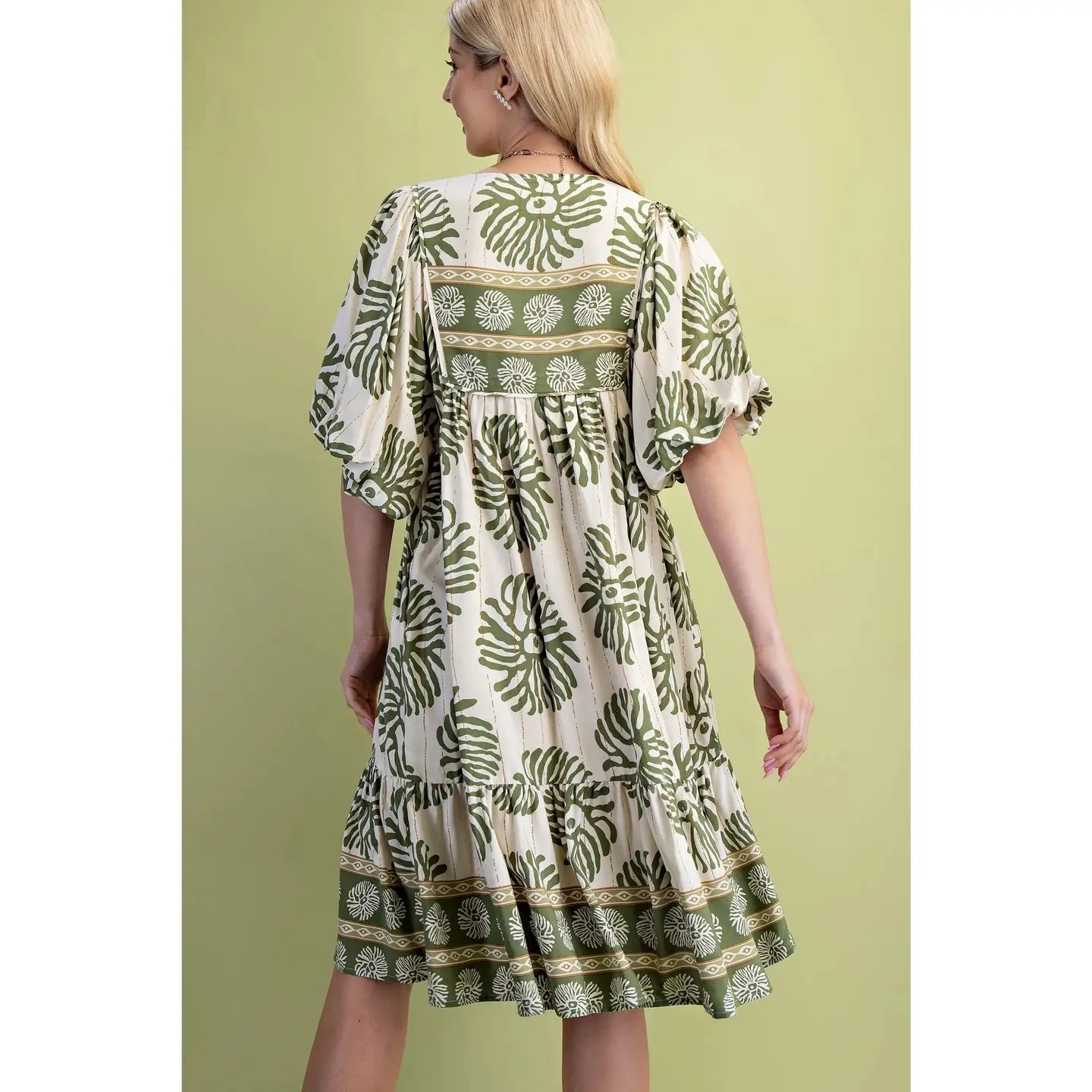 Mixed Print Mini Dress Sage
