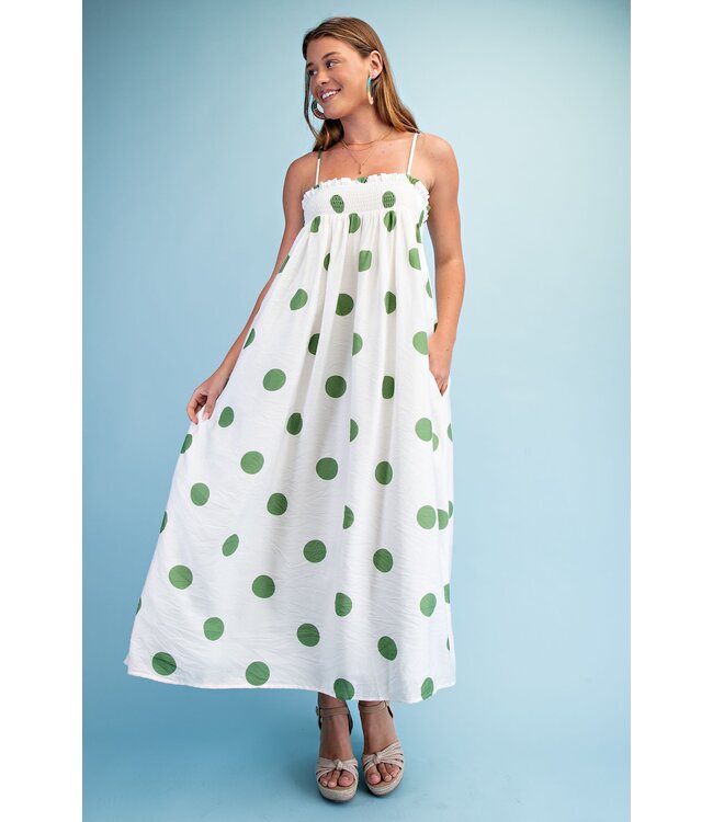 Green Polka Dot Maxi Dress