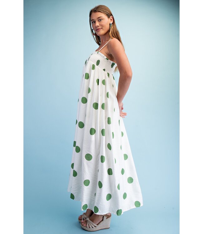 Green Polka Dot Maxi Dress